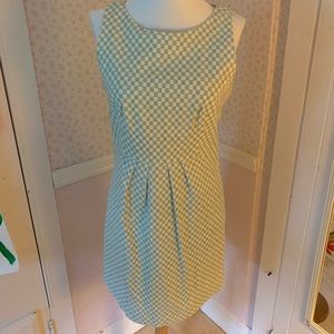 Turquoise and Cream Checkered Dress - Fossil